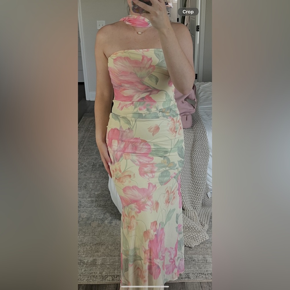 Floral Pink and Green Dress